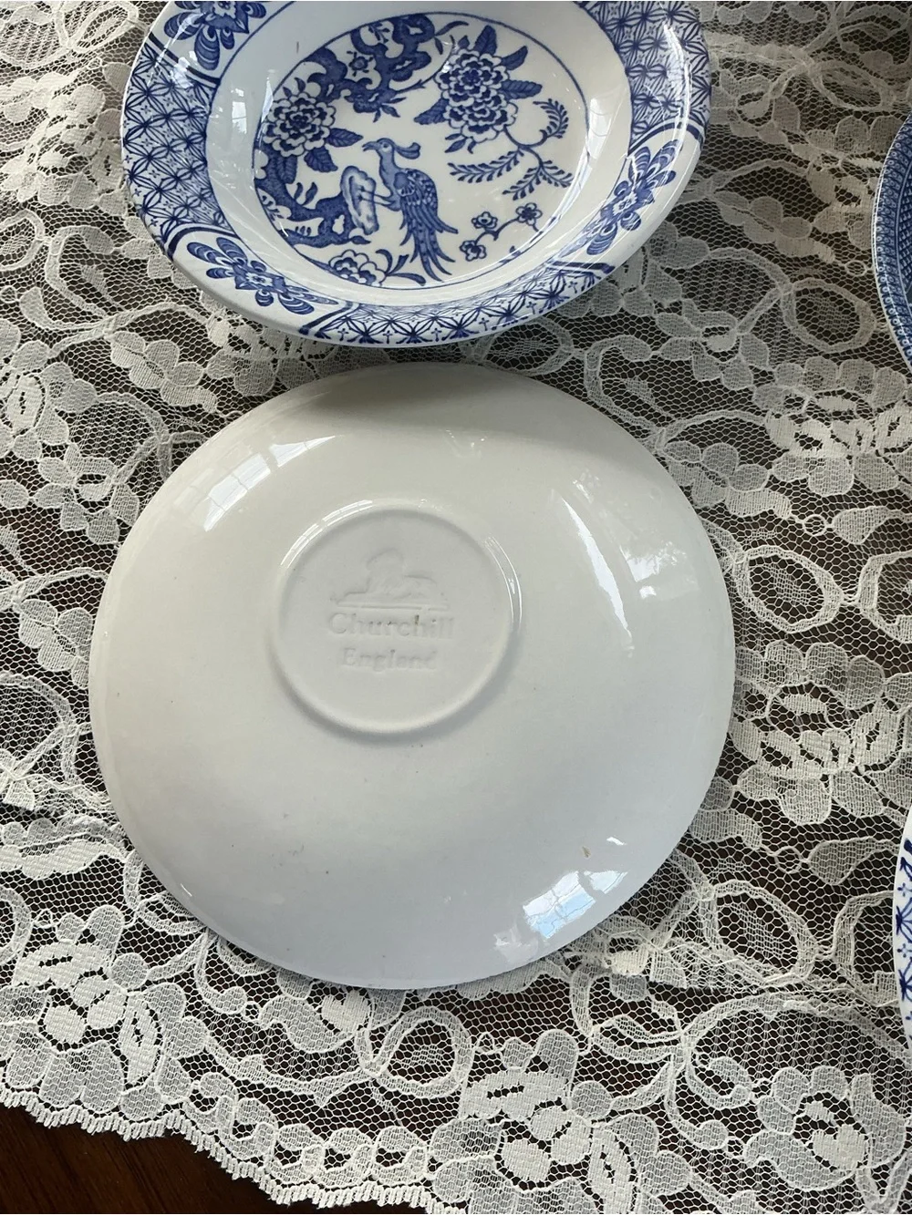 Churchill Staffordshire Mixed Lot Saucers Small Bowls Blue White Transferware